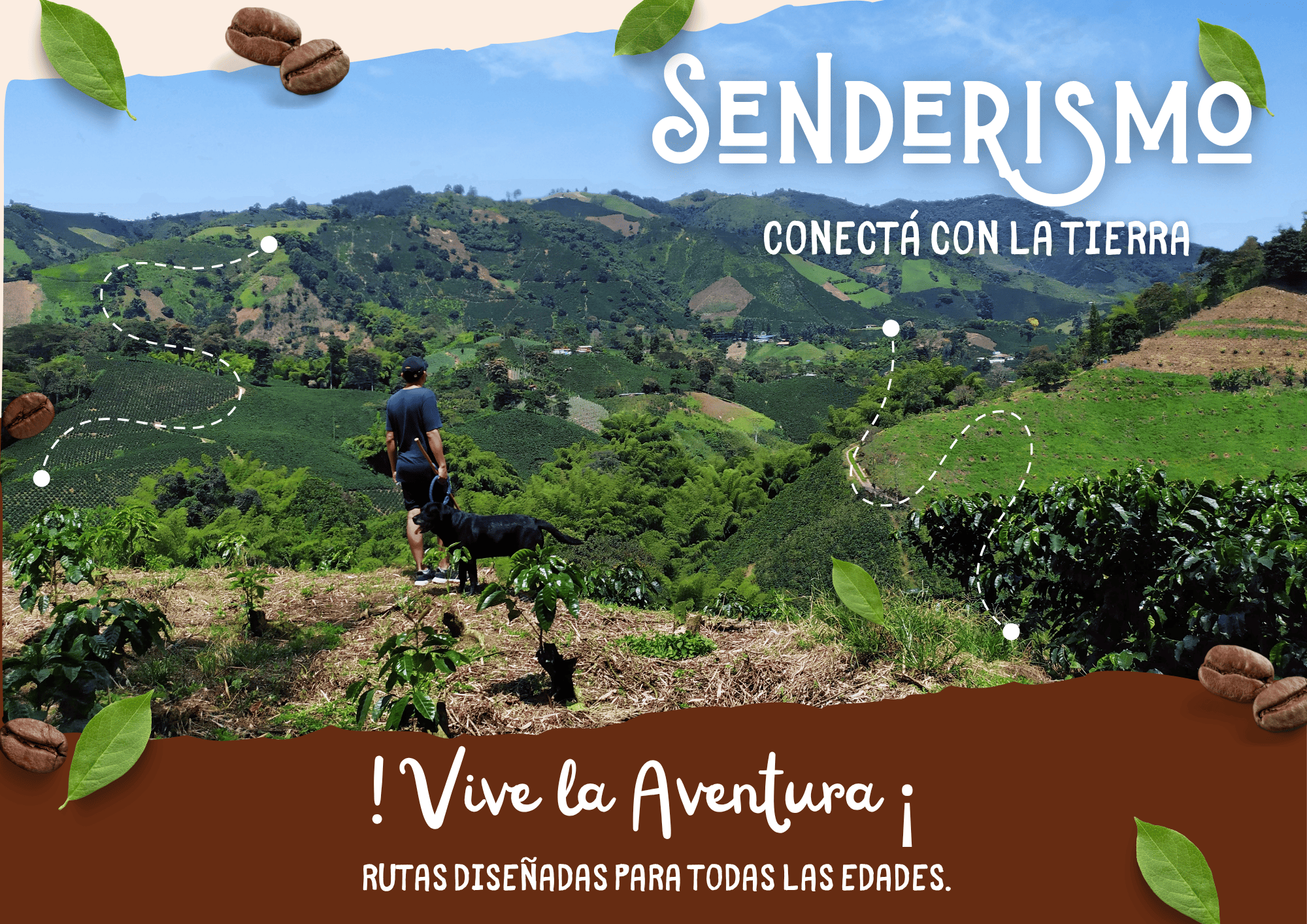 Tríptico agencia de viajes eje cafetero tradicional beige café
